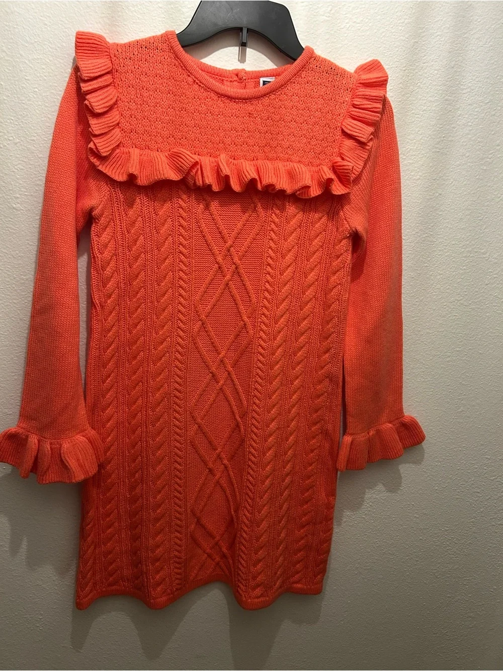 Janie and Jack Orange Cable Knit Ruffle Dress